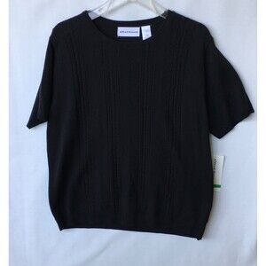Alfred Dunner Women’s Large Lightweight Black Short Sleeve Sweater Pullover Top
